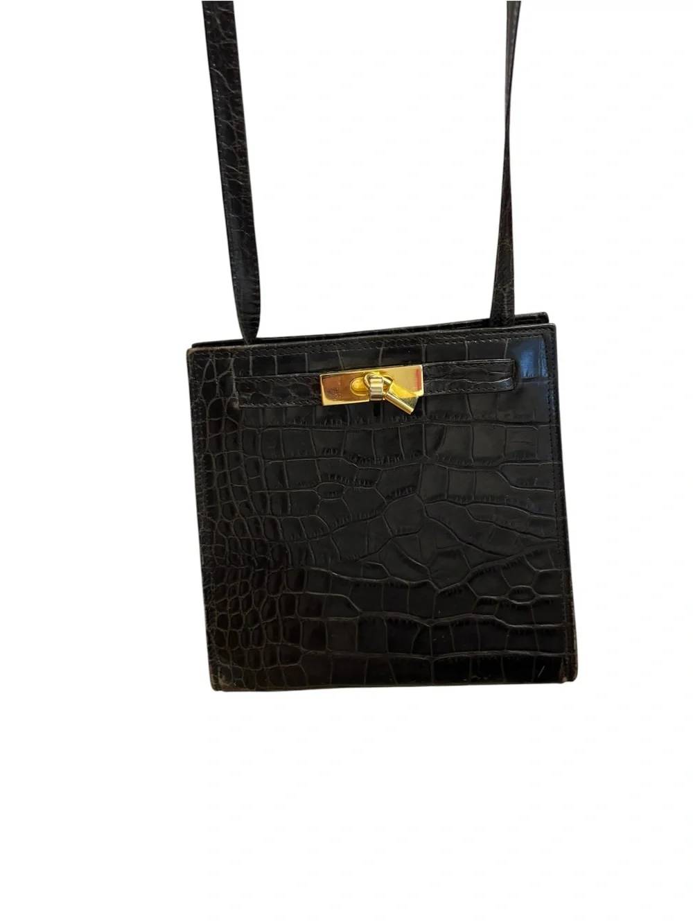 Vintage Maraolo Genuine Leather Crocodile-Embossed Shoulder Bag
